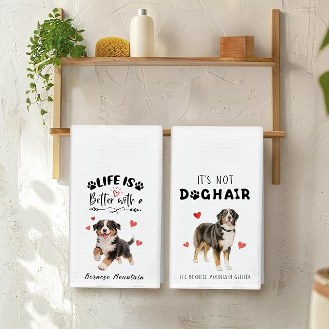 WwongxianB Bernese Mountain Dog Kitchen Towels Decorative Set of 2, Funny Tea Towel Hand Towels Highly Absorbent Dish Cloths 16x24 Inches, Bathroom Decor, Bernese Mountain Dog Lovers Gifts -04