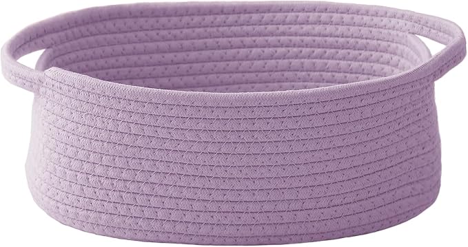 JMvicyroam Small Woven Basket, Empty Gift Basket, Purple/1 Pack | Small Gift Basket, Cotton Rope, 12 x 8 x 45 in, Handles, Includes Ribbon and Bag, Birthday Gift Basket