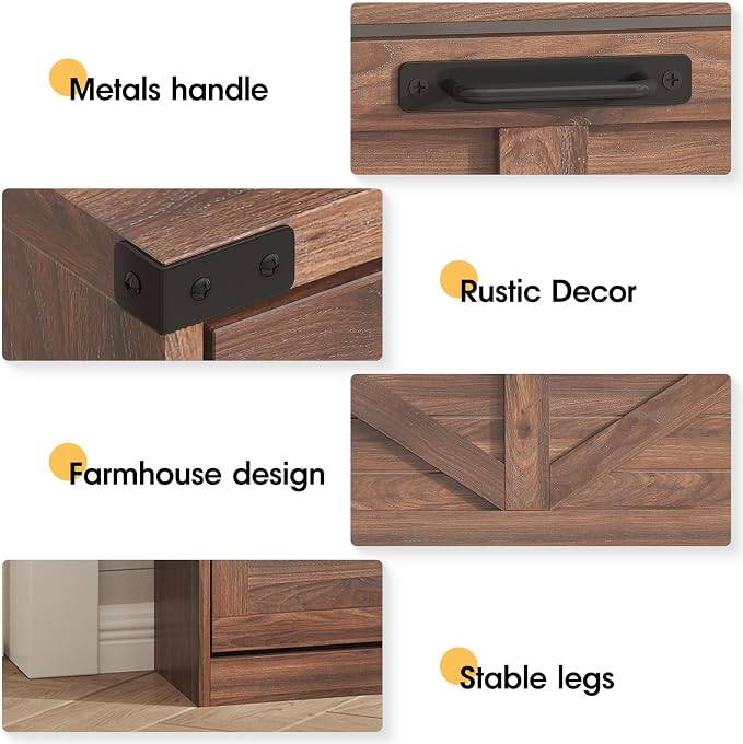 Halitaa Shoe Cabinet with 3 Flip Drawers & 2 Drawers,Freestanding Shoe Storage Cabinet for Entryway,Farmhouse Narrow Slim Organizer Rack for Foyer,Hallway,Dark Walnut
