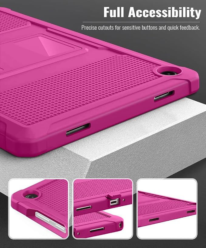 MoKo Shockproof Case Fit Samsung Galaxy Tab A11+ Plus/ A9+ 11 Inch | with Screen Protector, Heavy Duty Shockproof Protective Case, Fuchsia