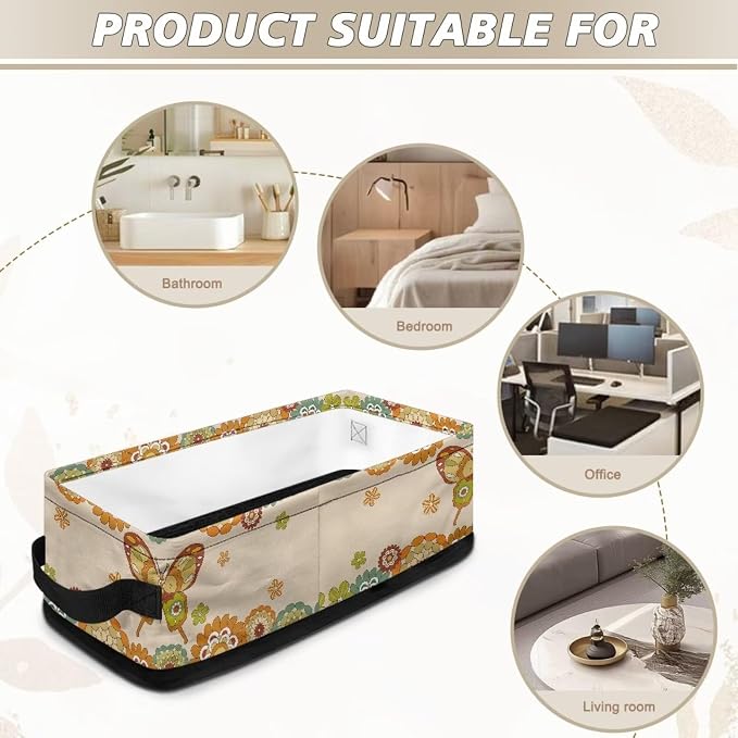 Butterfly Bohemian Toilet Paper Storage Basket for Back of Toilet, Decorative Bathroom Baskets Toilet Paper Baskets for Organizing Toilet Tank Baskets Tray Bathroom Accessories