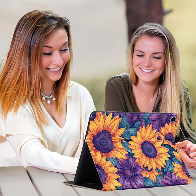 for Samsung Galaxy Tab A8 10.5 Inch 2022 (SM-X200/X205/X207) Tablet Case,Premium Leather Folio Stand Auto Wake/Sleep,Multiple Viewing Stand,Yellow Sunflower