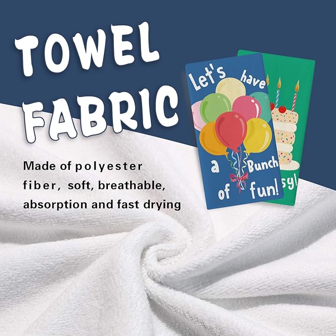 Funny Birthday Cake It Easy Kitchen Dish Towels Set of 2, Let's Have a Bunch of Fun Colorful Balloon Drying Hand Towel Baking Cooking Cloth, Celebration Party Bathroom Home Decoration 18''x26''