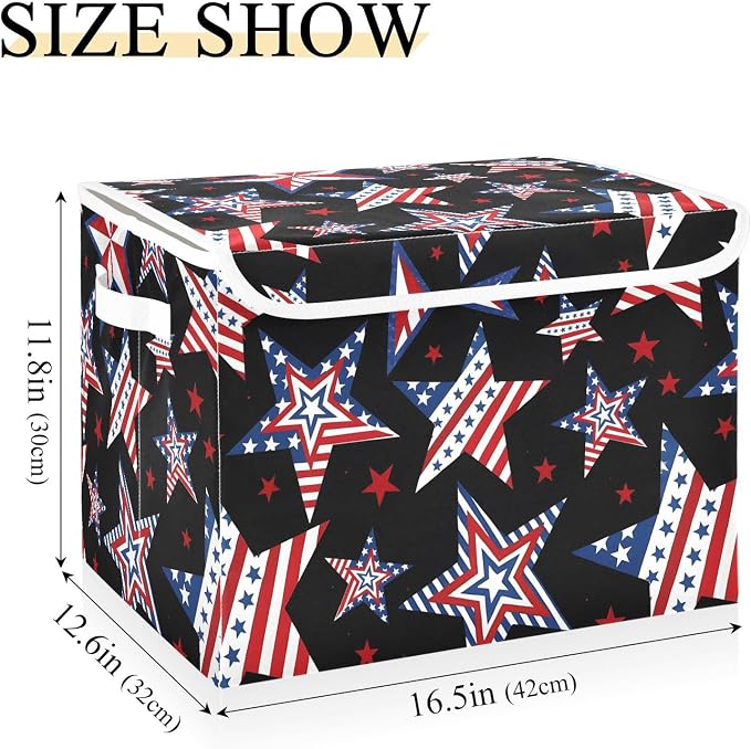 American Star Fabric Storage Bins Organizer Cubes and Carrying Handle | Decorative Storage Boxes, Foldable & Stackable, Dust-Proof Flip Top, Reinforced Handles, For Home & Dorm, Clothes & Toy Box