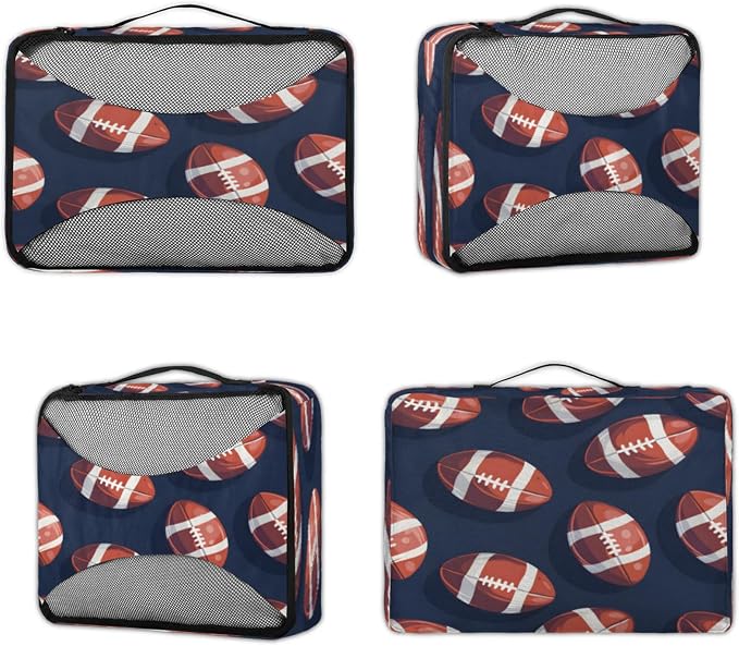 4 Set Packing Cubes for Travel, American Football Packing Cubes for Women, Travel Luggage Packing Organizers, Packing Cube Set, Football