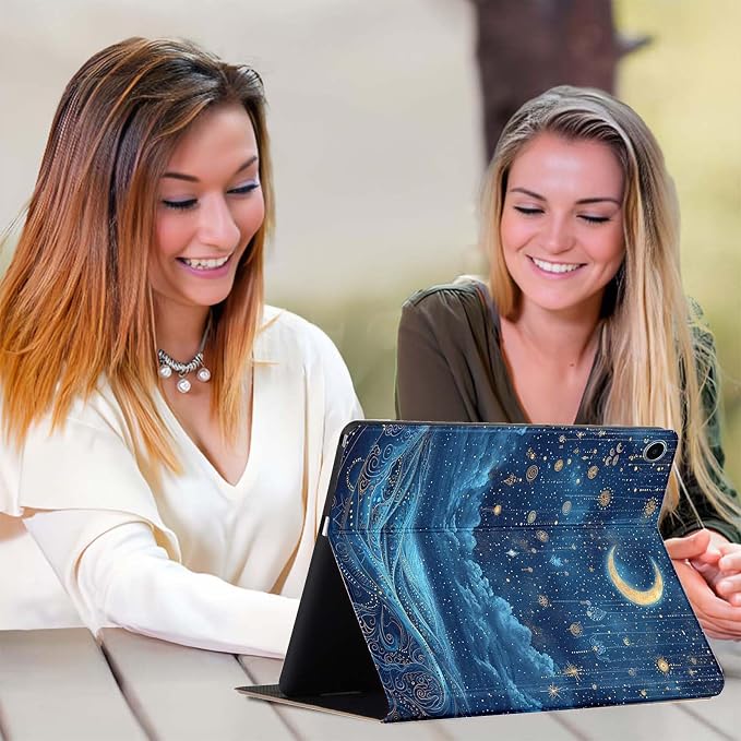 for Samsung Galaxy Tab S5e Case 2019 10.5”Model SM-T720/T725,Premium Leather Folio Stand Auto Wake/Sleep,Multiple Viewing Stand,Moon Starry Sky