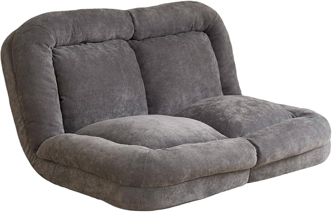 Convertible Fold-Out Lazy Sofa Bed - Adjustable Human Dog Bed for Adults, Plush Upholstered Adjustable Sofa Couch with 18-Position Backrest, 2-Person Floor Sofa Bed, Space Saving Design (Double)