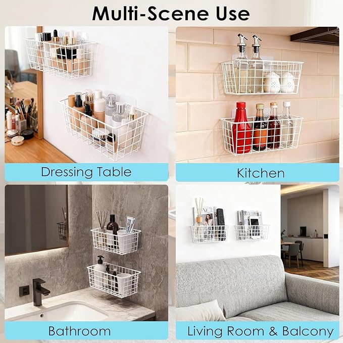 Hanging Bath Toy Storage Basket - 2 Pack Metal Bath Toy Holder with Hooks - Bathtub Toy Storage Organizer for Bath Shower Bathroom(White)