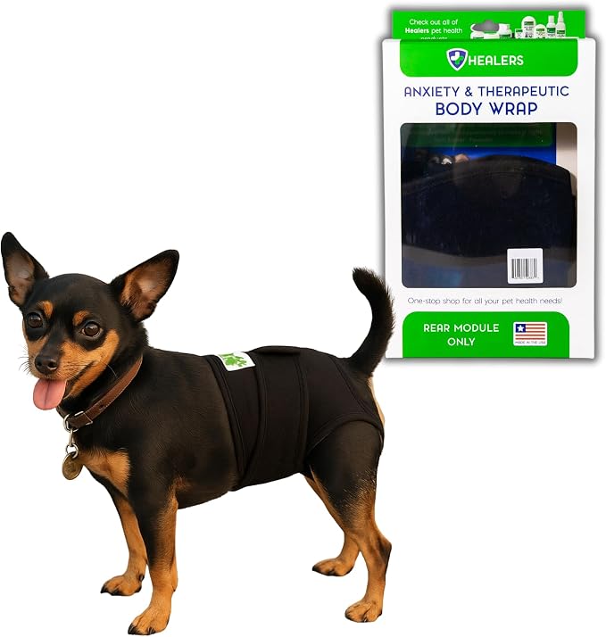 Healers PetCare Rear Wrap for Dogs, Calming Support, X-Small | Calming compression wrap, incontinence and recovery support, hot/cold pockets, adjustable, breathable, washable