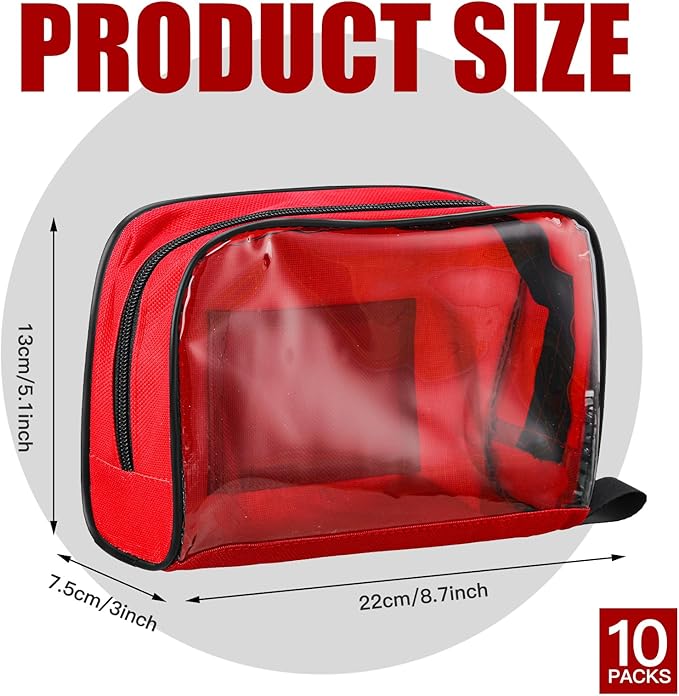 10 Pcs 5 Colors First Aid Kit Bag Empty Emergency Medical Kit Accessory Pouches Zippered Portable Travel Medicine Bag with Transparent Window for Home Outdoor Car Supplies,8.7 x 3 x 5.1 Inch