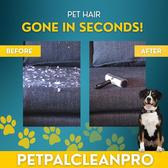 Premium Pet Hair Remover for Couch, Furniture & Car | Reuseable Strong Self-Cleaning Lint Roller | Modern Black & White Design– PetPalCleanPro