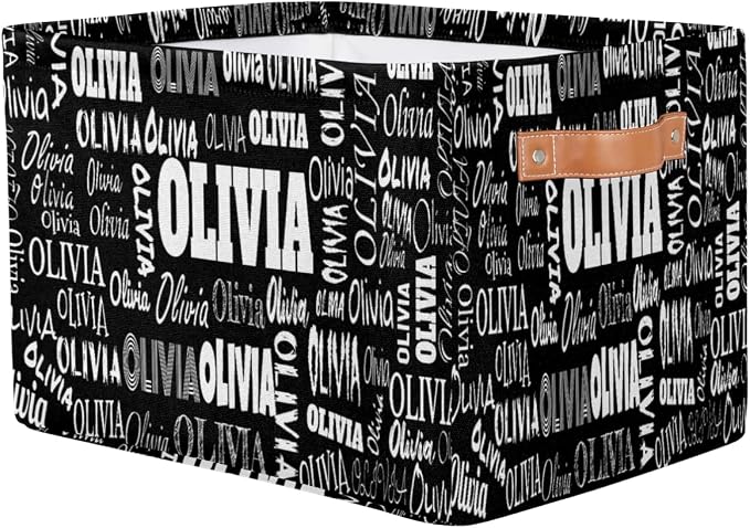 Custom Rectangular Baby Storage Basket, Kids Toys Bin, Solid Black | Organizing Boys Girls Pets Toys Closet Shelf Clothes Books