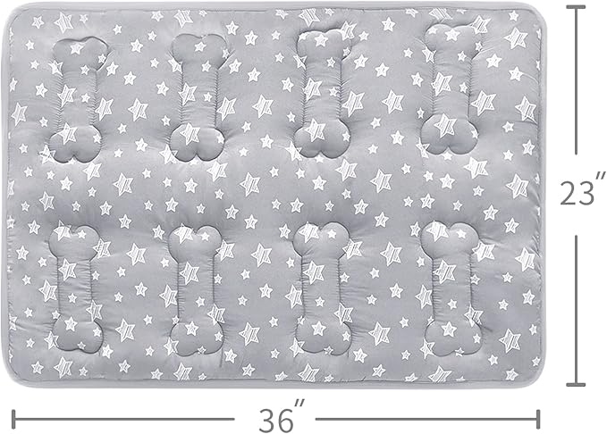Dog Crate Bed Mat (36" X 23"), Soft Dog Bed Pad Mat with Cute Stars | Personalized Crate Pad, Anti-Slip Bottom, Machine Washable Kennel Pad