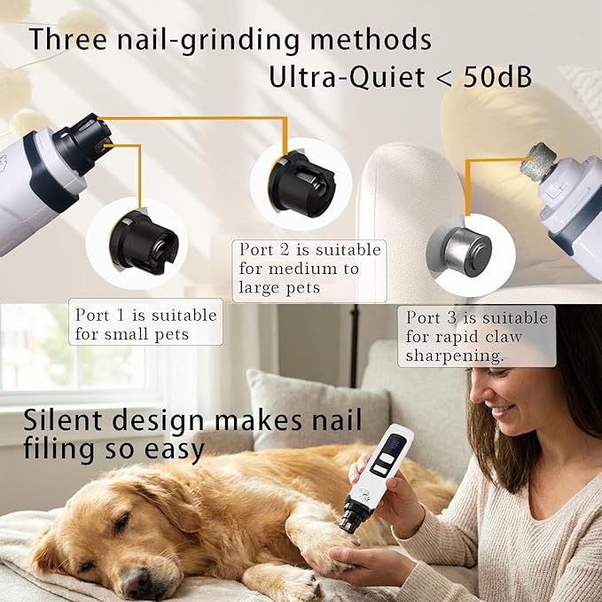 OUTMX 2026 Upgrade Dog Nail Clippers, Groom Silent Pro Nail Grinder Set, Dog and Cat Nail Clipper, Dog Nail Trimmers for Small and Medium-Sized Pets of Different Sizes