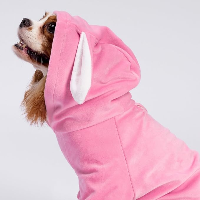 Fitwarm Dog Halloween Bunny Costumes, Funny Dog Hooded Pajamas, Doggy Clothes for Small Dogs Boy Girl, Pet Apparel, Pink, White, Small