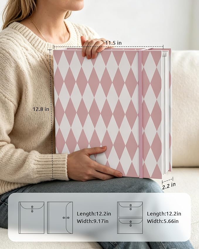 Oterri Premium Emergency Document Organizer for Families, Estate Planning Binder with Labels & Envelopes for Important Papers, Passports, Birth Certificates (Pink, Large)