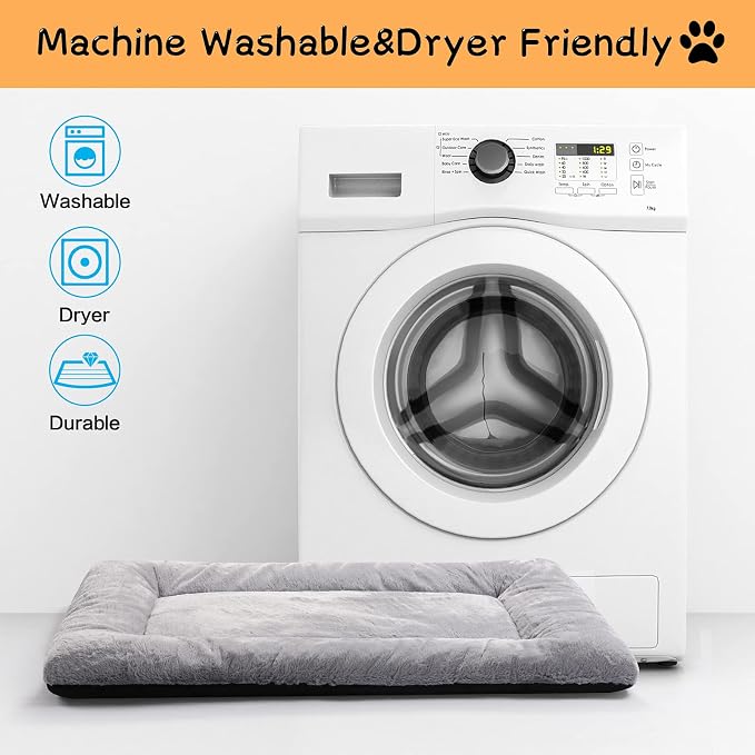 Dog Crate Pad Washable Dog Bed for Crate Medium Cozy Mat 36-Inch Gray | Ultra Soft Kennel Pad,Anti-Slip Bottom,Fits Most Metal Crates,Comfortable Sleeping Pet Mat