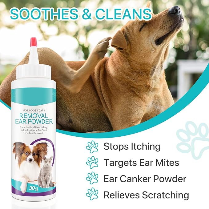 ZIXAOK Dog Ear Cleaner - Removal Ear Powder for Pets,Dog Ear Infection Treatment,Supports Infection Prone Ears, Ear Odor in Pets (2PC Ear Powder)