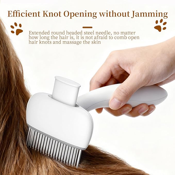 Self Cleaning Undercoat Rake Deshedding Brush for Long Haired Dogs Cats, Fit Golden Retriever, Border Collie ， German Shepherd ， Husky ， Animals Grooming Tool ， As a Gift for a Pet Owner