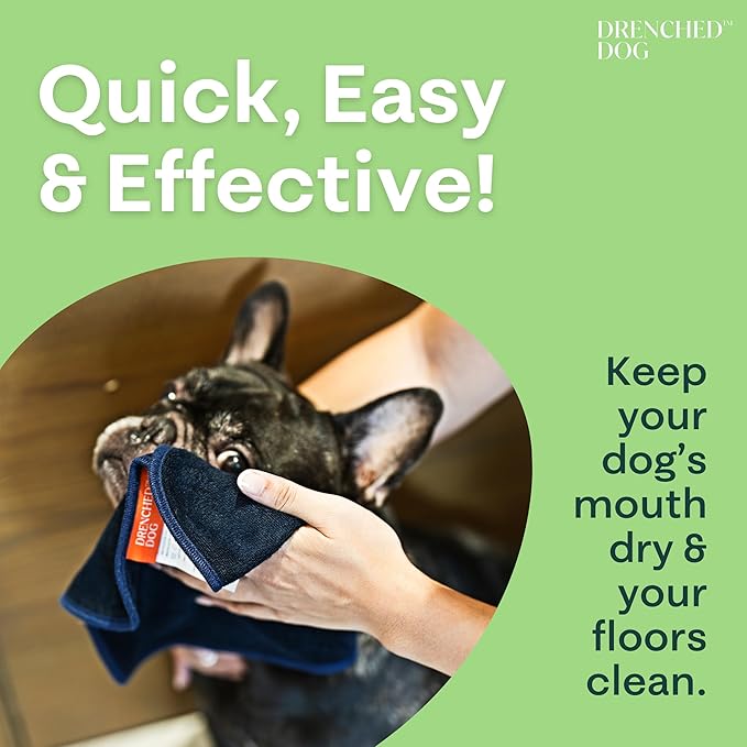 Face & Drool Towel – Microfiber Dog Slobber & Mouth Towel for Wiping Drool, Mess & Wet Snouts | Hand Size 7.8 x 12.5 in