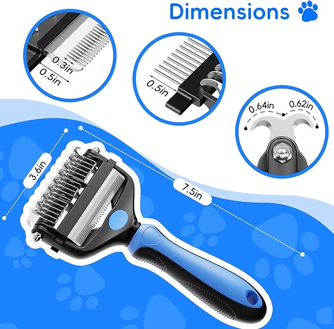 3-in-1 Professional Pet Grooming Brush for Dogs & Cats – Dematting Comb, Undercoat Rake & Deshedding Tool for Long & Short Hair, Heavy Shedding & Matted Fur