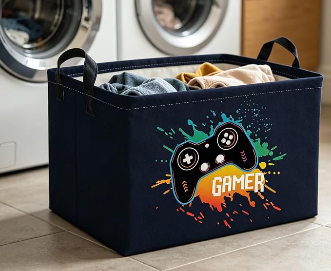 Rectangle Kids Baskets Game Basket Cute Storage Bin Organizer Boys Box for Room Decor Gift Basket(Game)