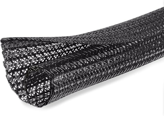 25ft -3/8 inch Cord Protector Cable Sleeve Split Wire Loom Tubing for Power Cord Audio USB Cable, Cord Sleeve Cable Management for TV Computer, Cord Protectors from Pets Chewing,Black