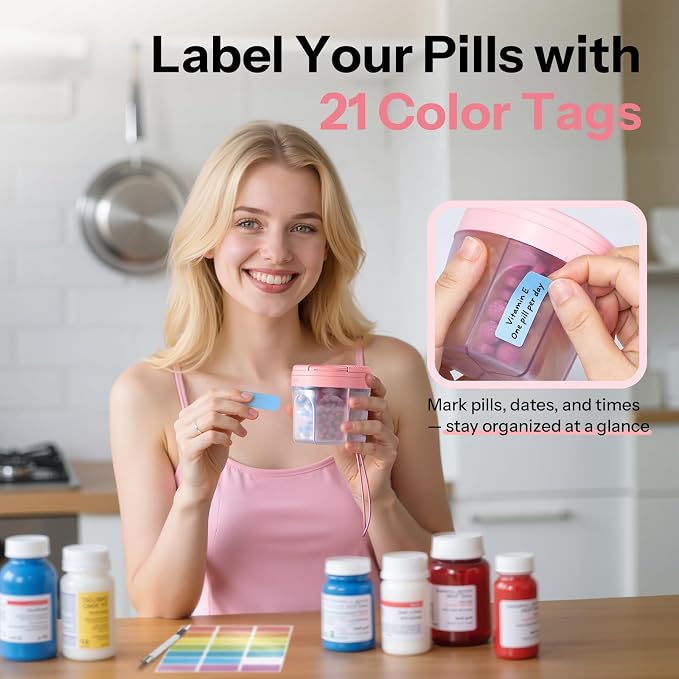 Pill Organizer with 7 Large Compartments,XL Cute Travel Pill Box BPA-Free | Anti Mixing, Large DIY Compartments for Vitamins and Fish Oil, Portable Monthly Pill Box with Labeled and Lanyards, Pink