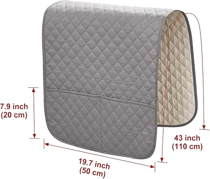 Armrest Covers Arm for Chairs Couch Sofa Armchair Slipcovers Recliner Organizer Non-Slip Chair Bedside Storage Caddy Holder 2 Pockets Magazines Waterproof(Light Gray)