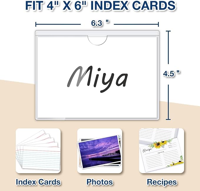 H4D 48 Pack labels for Storage Bins, 4" x 6" Plastic Clear Adhesive Pockets | Top-Open Index Card Holder, Waterproof & Removable Labels for Storage Bins, Totes, Containers, Shelves & Library Organization