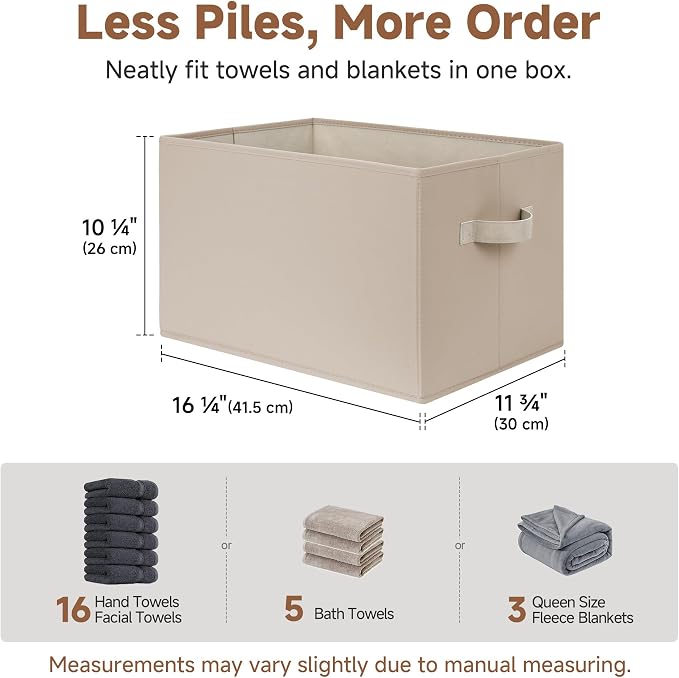 StorageWorks Storage Baskets for Shelves, Light Brown, Extra Large, 3-Pack | Closet Storage Bins, Closet Organization and Storage Bins, Fabric Organizer Baskets for Clothes