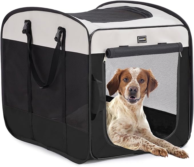 Dog Kennels and Crates for Medium Dogs, Portable Pop Up Indoor Pet Cage with Sturdy Wire Frame, Collapsible Travel Crate Soft Sided Cat Bag Escape Proof (Black, 36.0" L x 23.0" W x 28.0" H)