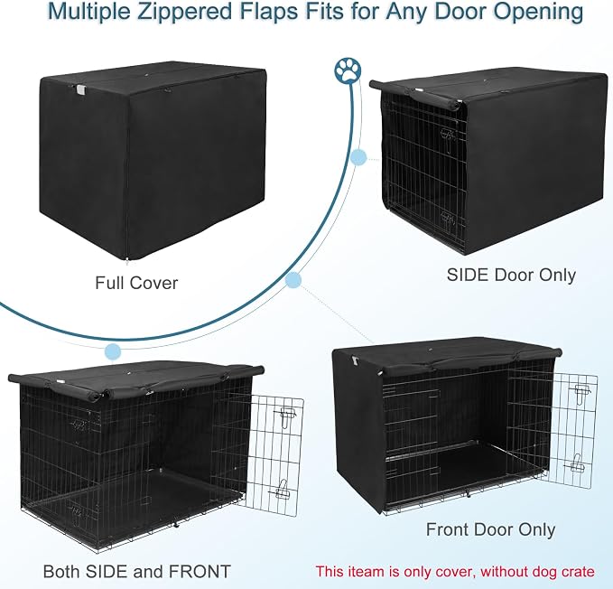 Deblue 36 inch Dog Crate Cover Fit for 36 inch Wire - (Black, 36") | Breathable Pet Kennel Covers Double Door Crate Cover