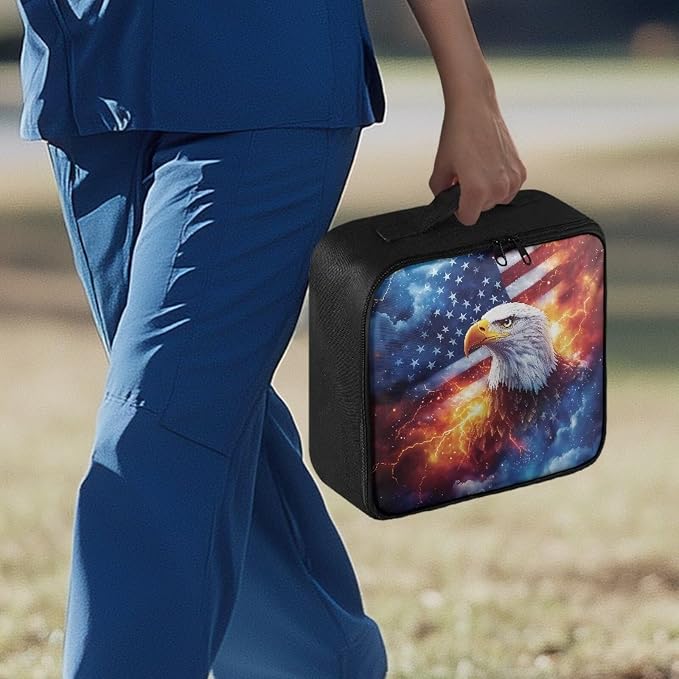 Rnyleeg American Flag Eagle First Aid Kit Bag for Men First Aid Kit for Home Travel Medicine Pouch Organizer Emergency Medical Kit