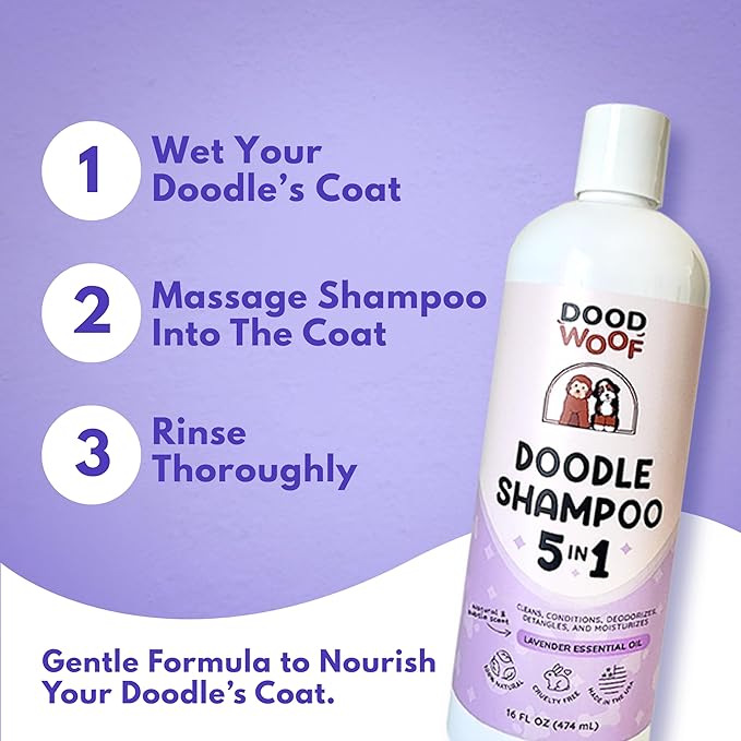 Dood Woof Dog Shampoo and Conditioner for Doodle - All Natural Dog Shampoo for Smelly Dogs, Sensitive Skin Pet Shampoo for Dogs, Goldendoodle, Doodles, Poodle, Puppy Shampoo and Conditioner - Dog Soap