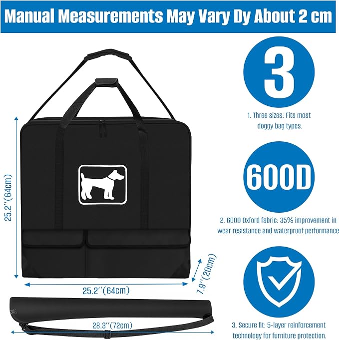SIRUITON 2PcsThick 600D Dog Playpen Storage Bag,Fits 24"H 8 Panels 9 Stakes | Suitable for Foldable Exercise Pet Playpen, Dog Fence Travel Bag with Reinforced Double Handles & Two external pockets.