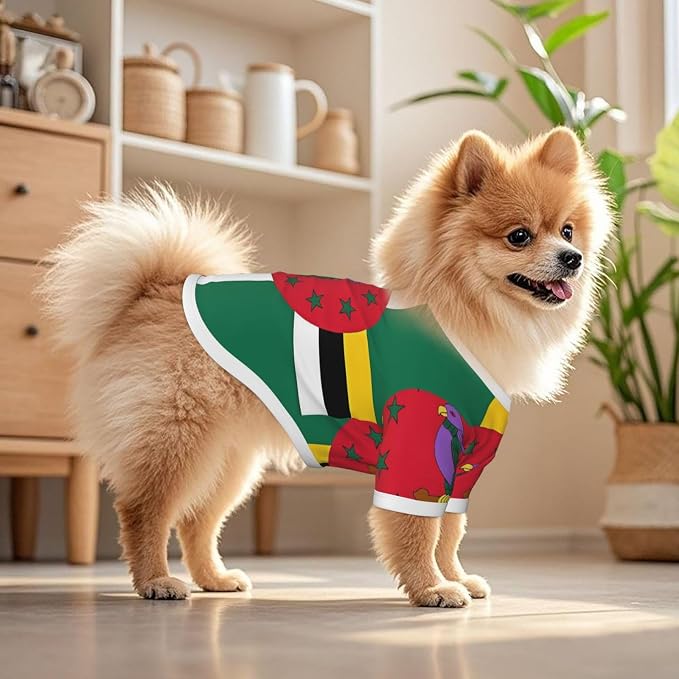 Dominica Flag Dog Shirt Pet Cotton T-Shirt Breathable Dog Clothes