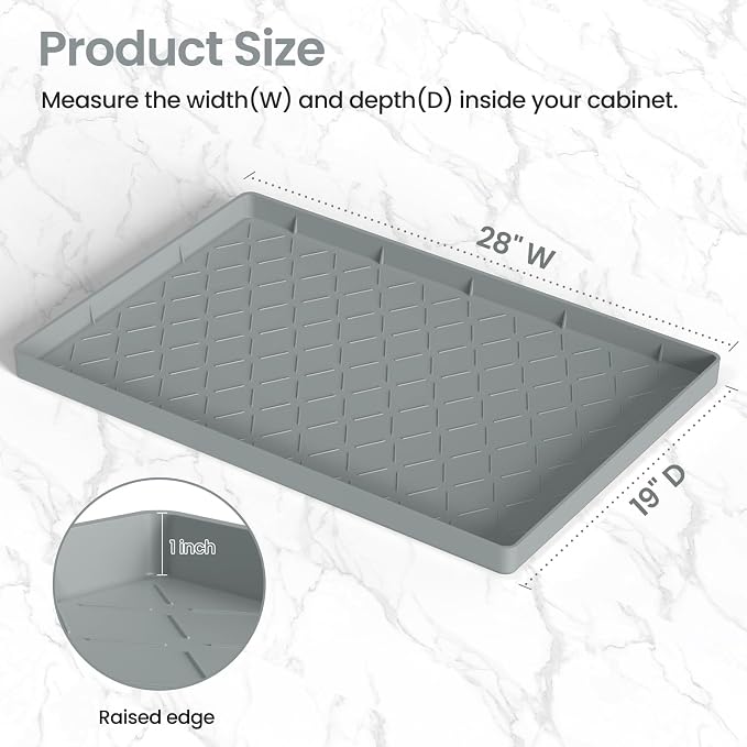 Mateeylife Under Sink Mat Kitchen Waterproof，Silicone Sink Tray 28"X19" | Under Sink Organizer Cabinet Shelf Protective Liner, Multi-use Silicone Mat for Boot Tray & Litter Mat, Bronze