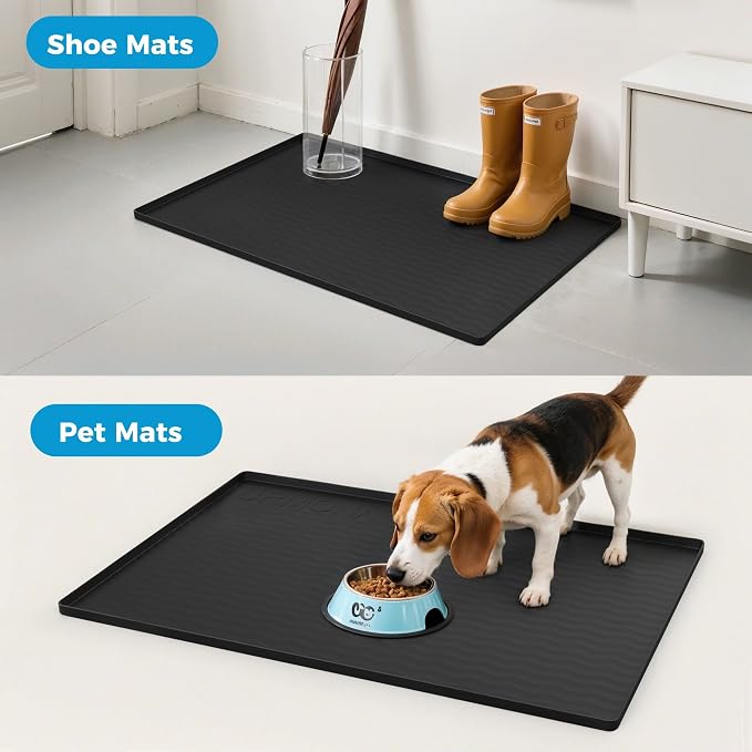 URMONA 31'' x 22'' Waterproof Silicone Under Sink Mat Cabinet and Counter Protector, Shelf Liner for Kitchen and Bathroom, Storage and Organizers, Litter Mat, Pet Cat Puppy Essentials(Slate)