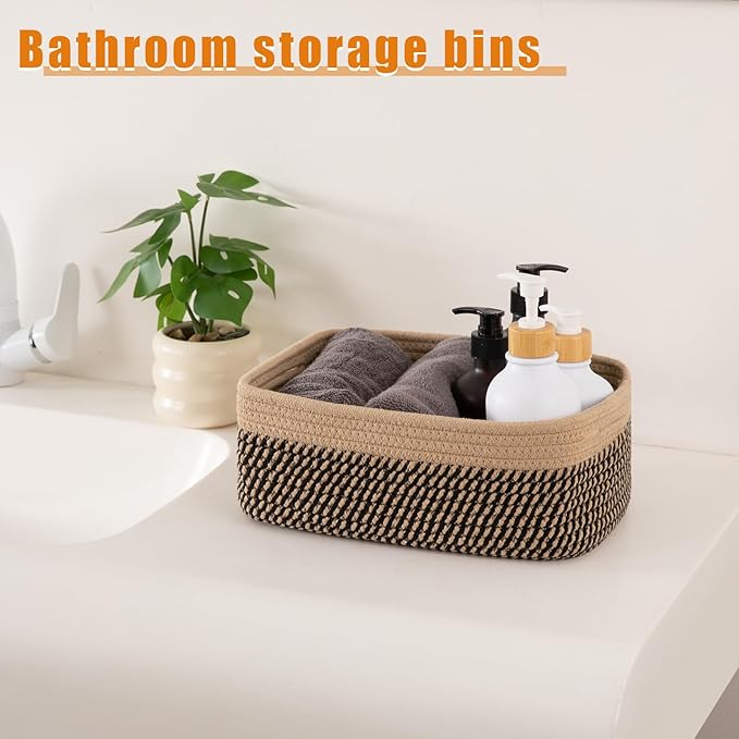 OIAHOMY 4 PACK 7L Storage Baskets for Organizing Storage Bins Black/Yellow | Small Bins for Shelves Small Storage Basket Shelf Baskets Organizer Baskets for Gifts Empty Cute Decorative Storage Bins