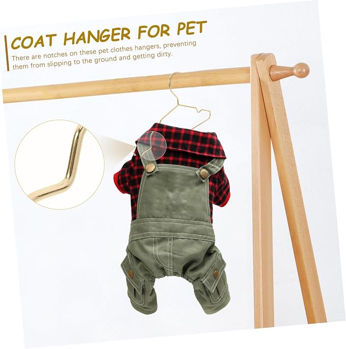 ORFOFE 10pcs Gold Pet Hangers Mini Dog Hangers for Clothes Metal Pet Small Cat Portable Dog Supplies