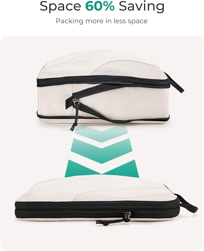 BAGSMART Compression Packing Cubes for Travel | Lightweight suitcase organizers bag set, space-saving double zipper expansion for carry-on luggage & travel organization