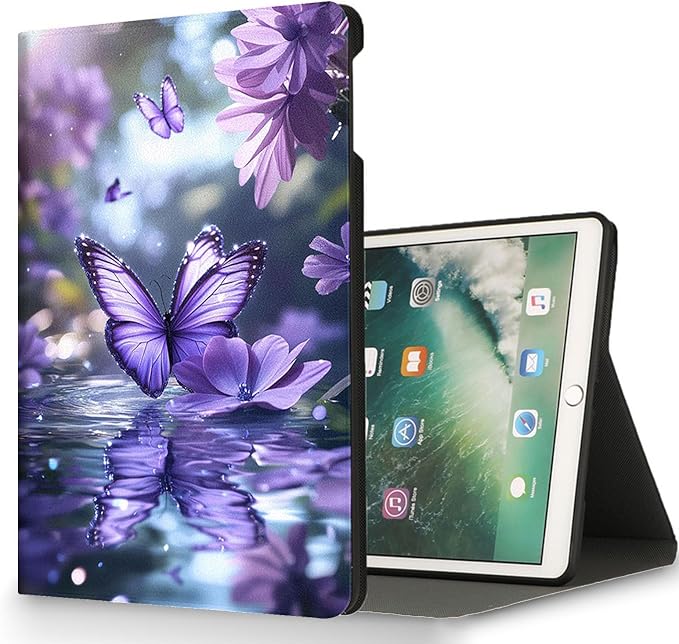 for Microsoft Surface Pro X/Pro X Plus-13 2019/2020/2021/2024 Tablet Case,Auto Wake/Sleep,Adjustable Stand Protective Cover - Purple Butterfly Flower