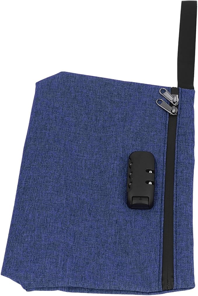 Smell Proof Bag, Odor Stash Container with Combination Lock and Activated Carbon Lining, for Travel Storage and Accessories Protection (Navy Blue)