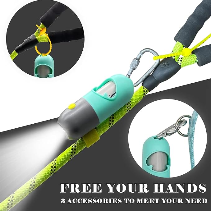 YUCHIYA Dog Poop Bag Holder Dispenser with LED Flashlight(Mint Green) | 100ft Ultra-Bright LED|Glow-in-the-Dark Avacado Clip|Metal Carabiner&Silicone Tether|15 Leak-Proof Scented Waste Bags