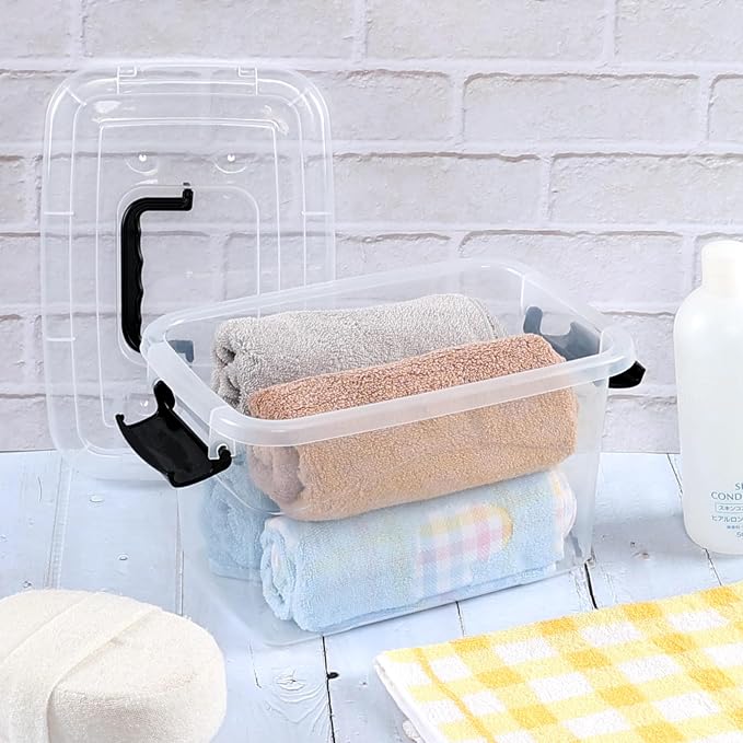 6 Quart Plastic Clear Storage Latching Box with Handle, 6 Packs | Plastic Latch Tote Bin Container with Lids