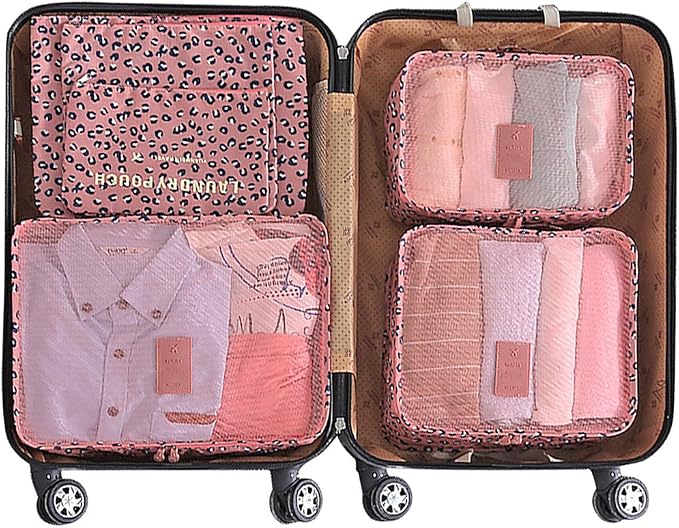 Mossio 7 Set Packing Cubes with Shoe Bag - Travel Carry On Luggage Organizer