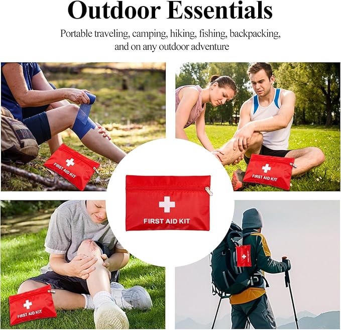 First Aid Bag Empty,Mini First Aid Pouch Empty,Mini First Aid Kit Bulk,Zipper Pouches for Emergency,Travel and Outdoor (Red 12 Pack, 4.3 * 6.3 inch)