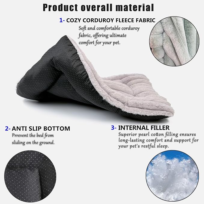18 Inch Ultra Soft Comfy Pet Bed, Tiny Dog Bed, Washable Anti-Slip Crate Pad Sleeping Cushion Mat for XX-Small Dogs, Indoor Cats & Cat Carrier, Light Gray