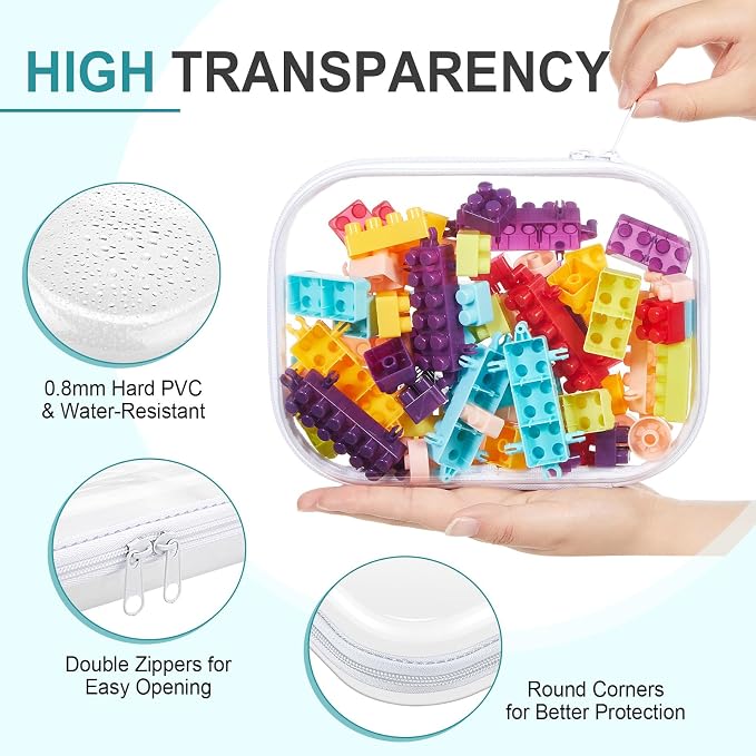 Ceenna 2 Pcs Clear Zipper Case Hard Shell Pouches,Medium + Slim Long Set | Multiple Sizes Plastic Makeup Bags Pencil Case Organizer Diaper Bag Pouches Clear Travel Toiletry Bag for Women